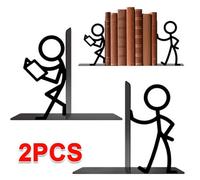 Book Ends 2 Pieces Metal Abstract Bookshelf Decor Funny Book Holders