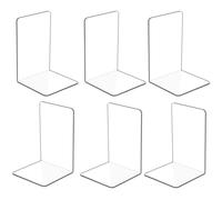Book Ends - 6Pcs Clear Acrylic Bookends, Bookshelf Desktop Book Organizer Stationery Book Ends for Shelves, Plastic Book Holders Bookracks Divider Stopper Decorative for School, Library, Office, Home