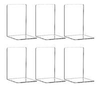 Book Ends, Acrylic Bookends, Clear Book Holders for Shelves, Book Organizer with 24 Pcs Silicone Non-Slip Mats for Library Office School (5 * 5 * 7.3in 3mm Thickness 3 Pairs/6 Pcs)