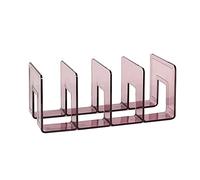 book ends, Acrylic Transparent Bookshelf Retro Four Grids Bookend Divider Book Organizer Holder for Library Home Office School(Rose)