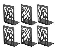 Book Ends, Bookends Heavy Duty, INNÔPLUS Book End Holder for Shelves, Metal Bookend (Black 3 Pair) for Office and School, Decorative Tree Unique Design Book Stopper for Gift, Book Binder and Dividers