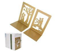 Book Ends Bookends, Vintage Chinese Style Book Weights for Shelves Decorative Metal Heavy Duty Bookend Gold Bookend for Office Home(01)