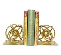 Book Ends Decorative, Modern Metal Unique Gold Bookends for Shelves, Round Design Bookend Book Stopper Holder for Home Office