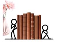 Book Ends for Desk 1 Pair Metal Black Bookshelf Dividers | Book Holder Ends for Home School Apartment College Dorm Farmhouse Classroom Living Room Study Office Library Kids Room