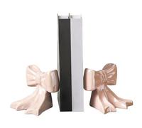 Book Ends for Shelves, 1 Pair Bookends, Ceramic Bow Cute Book Ends, Non Slip Cute Bookends for Home Decor Bookshelf Office Desk Decoration