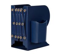 Book Ends For Shelves Adjustable Bookend With Pen Holder Extends Up To 19 Inch Expandable Desk Magazine File Organizer For Office Book Storage(Blue)