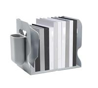 Book Ends for Shelves - Book Organizer | Heavy Duty Rack with Pen Holder Retractable Magazines Organizer Reusable Storage for Study Classroom Bedroom Library Studio Desk Home School