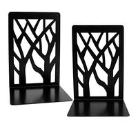 Book Ends for Shelves Heavy Duty Metal Desk Bookends Decorative Tree Unique Design Book Stopper Supports Non Skid Bookshelf Holder Stand for Office and School - Black