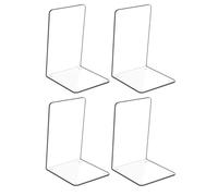 Book Ends, Hiziwimi 4 Pcs Acrylic Bookends for Heavy Books - Clear Book Ends for Shelves, Office, Home, Library, Decorative Book Holder for Shelf, Desktop Book End - Non-Slip, Transparent, 7.08"x4.72"
