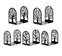 Book Ends, Metal Bookends for Shelves, Modern Tree Book Ends Decorative, Non-Skid Bookends for Heavy Books, Heavy Duty Book Holders Book Stoppers for Home Office Decor, 6.9"x4.7"x3.5" (5 Pairs/10 Pcs)