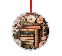 Book Flower Christmas Ornaments Crystal Glass Hanging Pendant Craft Gifts for Christmas Tree Decoration