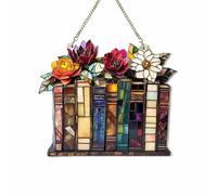 Book Flower Suncatcher Hanging Ornaments Acrylic Floral Book Sun Catcher Gifts for Books Lovers Teachers Reader