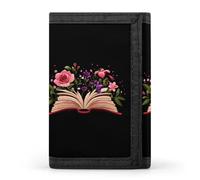 Book Flowers Read Trifold Men's Wallets with 8 Card Slots & Key Hook Slim Travel Purse Money Clip