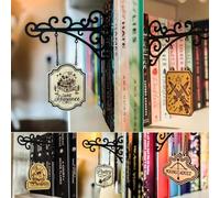 Book Genre Dividers for Bookshelf, Book Nook Tavern Signs with Hanging Brackets, Bookshelf Genre Signs, Custom Shelf Labels for Home Library Bookshelves Dividers, Tavern-Style BookNook Decor(5PCS)