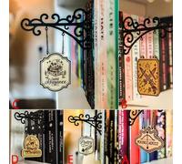 Book Genre Dividers for Bookshelf, Book Nook Tavern Signs with Hanging Brackets, Bookshelf Genre Signs, Custom Shelf Labels for Home Library Bookshelves Dividers, Tavern-Style BookNook Decor(B+c+d)