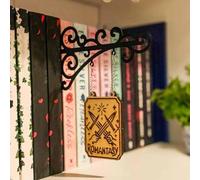 Book Genre Dividers for Bookshelf, Book Nook Tavern Signs with Hanging Brackets, Bookshelf Genre Signs, Custom Shelf Labels for Home Library Bookshelves Dividers, Tavern-Style BookNook Decor(B)