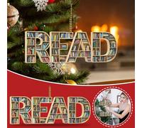 Book Hanging Ornament,Hanging Ornament Book Lovers Librarian Ornament, Digital Shapes Decor For Bookworm Acrylic Ornament Gift Christmas Decorations