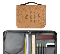 Book Holder - PU Leather Bible Bag Case, Zipper Protective Portable Carry Church Study Travel Accessory Manual Storage | Christian Faith Present Father Day Believer Reading Lover Handle Secure Holy