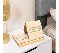 Book Holder Stand with Cup Holder, Wooden Triangle Book Holder, Desktop Triangle Book Stand for Book Lover, Nightstand Book Holder with Solid Oak Wooden (A)