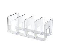Book Holders Stand, 4 Slots Acrylic Magazine Holder Desktop Simple Style Clear Book Ends for Shelves, Aesthetics Practicality Book Stoppers Pens Notepads Glue Book Organizer for Office Classroom