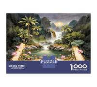 Book Jungle Pool 1000pc Jigsaw Puzzle Bundle Literary Wilderness Escape Puzzle for Adults Extra-Thick Cardboard Stress Relief Travel Adults Kids Age 12 Years Up Brain Training 70x50cm/1