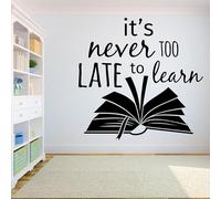 Book Kids Vinyl Wall Decal School Education Quote Reading Room Library Wall Stickers Bookstore Decoration Motivation Mural 42x42cm