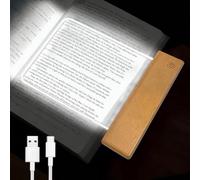 Book Light, 3 Colors Flat LED Reading Lights for Books in Bed with Memory Function, Dimming Timer Book Lamp, Rechargeable Bedside Lamps Book Lovers Gifts for Boys and Girls Women Man (Wooden)
