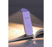 Book Light, USB Rechargeable Reading Light, Eye-Cared Amber Light Mode Book Light for Reading in Bed Kids, 8 LEDs Bookmark Portable Book Light Clip on, Stepless Dimming,Purple