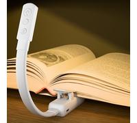 Book Lights for Night Reading, Reading Light, Clip On LED Reading Light with 3 Colors and Stepless Dimming, Portable and Ultra Light with Long Runtime (White)