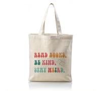 Book Lover Canvas Totes, Reusable Cloth Cotton Tote Bags, Casual Cotton Tote Bag for School, Work, Shopping, Beach & Daily Use, Read Books. Be Kind. Stay Weird Bag Gift for Teachers or Students,