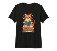 Book Lover Cat Reading Be Kind Library Books Design Premium T-Shirt