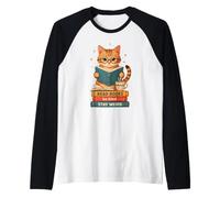 Book Lover Cat Reading Be Kind Library Books Design Raglan Baseball Tee