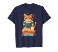 Book Lover Cat Reading Be Kind Library Books Design T-Shirt