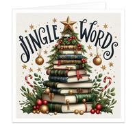 Book Lover Christmas Card, Vintage Book Tree, for Reader Teacher Librarian
