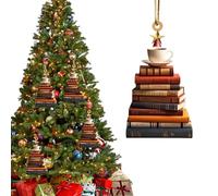 Book Lover Christmas Ornaments | Two-Dimensional Acrylic Pendant for Book Lovers - Mood Lighting for Indoor and Outdoor Window Sills Party Decoration