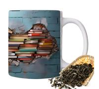 Book Lover Coffee Mug - Bookshelf Mug, Handmade Large Coffee Mugs | Book Club Large Drink Mug, Ceramic Tea Cup, High-end Material Coffee Mug,