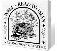 Book Lover Desk Decor Wooden Box Sign She Is Too Fond Of Books Book Worm Nerd Decor For Home Bedroom Bookish Book Reader Librarian Decoration Book Lover Gift For Women Men 5x5 Inch