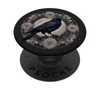 Book Lover Floral Raven Dark Romance Reader Gothic Boho Crow PopSockets Adhesive PopGrip
