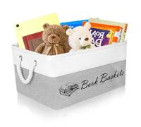 Book Lover Gifts, Book Storage Basket for Organizing, Foldable Storage Bin with Handles, 15.5 x 11.6 x 9.4 Storage Basket for Books to Be Read, Book Organizer for Nursery Playroom Classroom