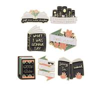 Book Lover Gifts Enamel Pins Set, Reading Book Pins with Storage Bag, Cute Bookish Pins for Backpacks Jackets Hats, Gifts for Readers Teachers Students Librarians, As the Pictures, ['Metal Alloy'], no