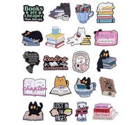 Book Lover Gifts Enamel Pins Set, Reading Book Pins with Storage Bag, Cute Bookish Pins for Backpacks Jackets Hats, Gifts for Readers Teachers Students Librarians, As the Pictures, Metal, no gemstone