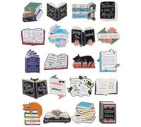 Book Lover Gifts Enamel Pins Set, Reading Book Pins with Storage Bag, Cute Bookish Pins for Backpacks Jackets Hats, Gifts for Readers Teachers Students Librarians, As the Pictures, Metal, no gemstone