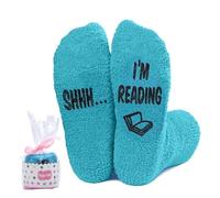 Book Lover Gifts for Women Novelty Socks Funny Reading Socks SHHH! I'M READING Fluffy Stocking for Ladies Friend Reading Lovers (Green)
