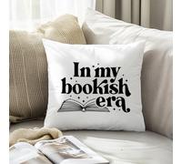 Book Lover Gifts Pillow Covers 18x18, Book Themed Decor, Reading Nook Library Decor, in My Bookish Era Decorative Throw Pillow Covers Pillowcases