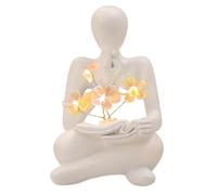 Book Lover Gifts, Thinker Sculpture Lamp with Flowers,Reading Figurines Home Decoration for Living Room Desk Bookshelf, Resin Aesthetic Figurine for Reading Corner Decorations