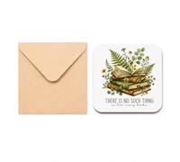 Book Lover Gifts, Wooden Coasters with Book Flower Design, "There's No Such Thing as Too Many Books" Bookish Coasters, Non-Slip & Anti-Scalding Desk Decor for Readers, Writers, and Book Fans