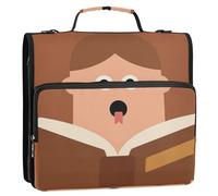 Book Lover Look 1.5-Inch 3-Rings Binder with Extra Pockets with Handle and Removable Shoulder Strap Multi-Pocket School Supplies Organizer for Middle Student