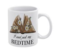Book Lover Mug I Read Past My Bedtime Floral Book Mug Funny Coffee Mug,Man Cave Prints,The Best Gift for Colleagues, Parents, and Grandparents, 110z Men and Women