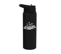 Book Lover Open Book Reading Books Hearts Book Stainless Steel Insulated Water Bottle