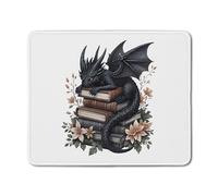 Book Lover Reader Gifts, Black Baby Dragon Book Mouse Pads for Work,Dragon Wireless Mouse Computers Laptop Desk Accessories, Reading Lover Presents,11.8" x 9.8"